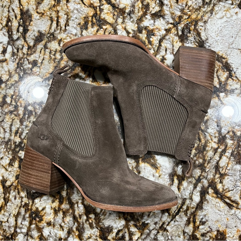 Gray UGG Faye suede boots